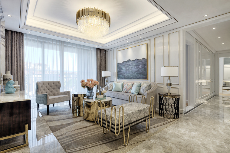 装修案例美式轻奢风格室内装修效果图-客厅 装修案例美式轻奢风格室内装修效果图-客厅