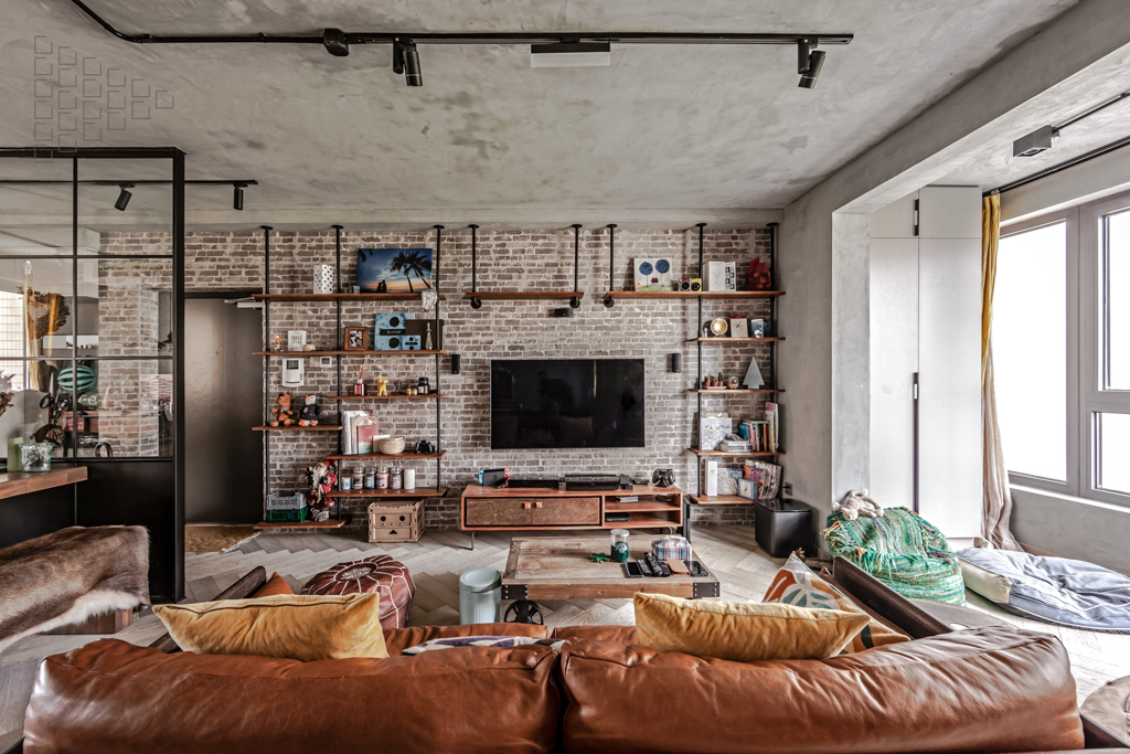 现代工业风风格室内设计家装案例-客厅电视背景墙 现代工业风风格室内设计家装案例-客厅电视背景墙