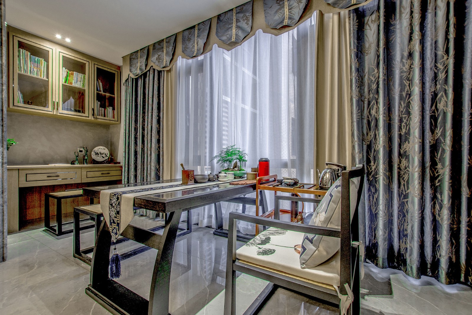 装修案例轻奢简欧风格室内装修效果图-茶室 装修案例轻奢简欧风格室内装修效果图-茶室