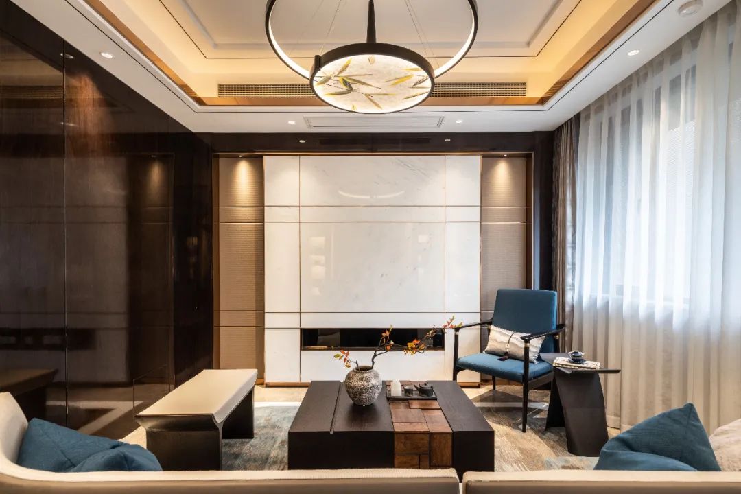 装修案例新中式风格室内装修效果图-客厅电视背景墙 装修案例新中式风格室内装修效果图-客厅电视背景墙