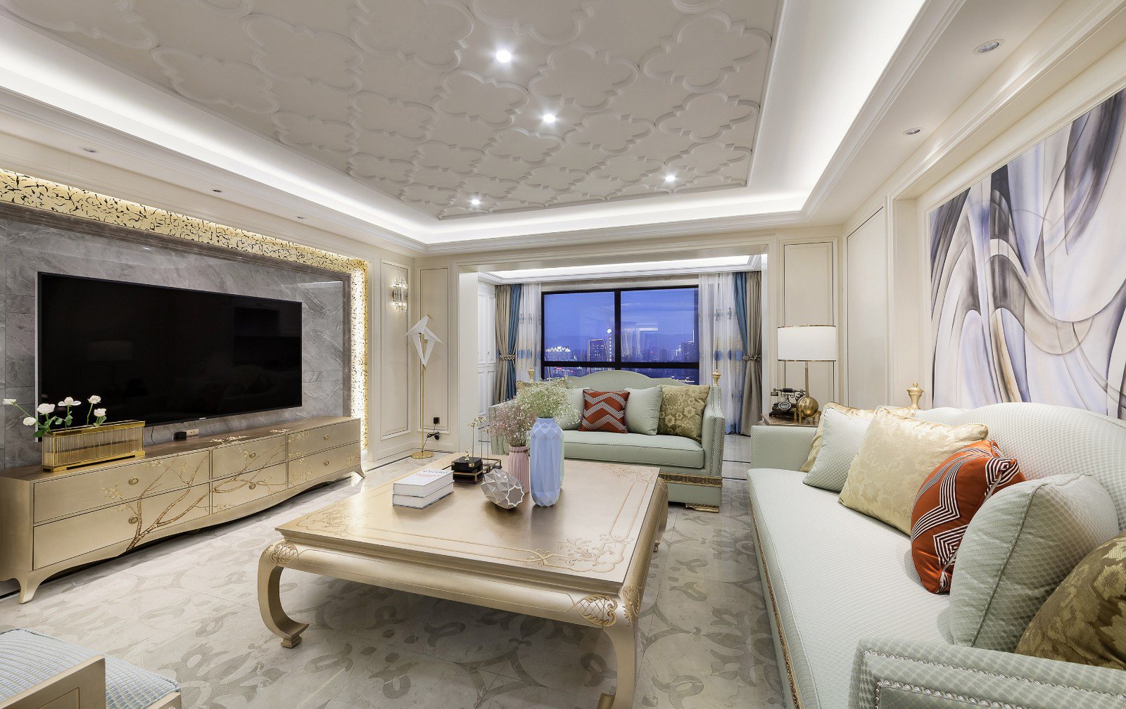 法式风格家装设计室内装修效果图-客厅 法式风格家装设计室内装修效果图-客厅