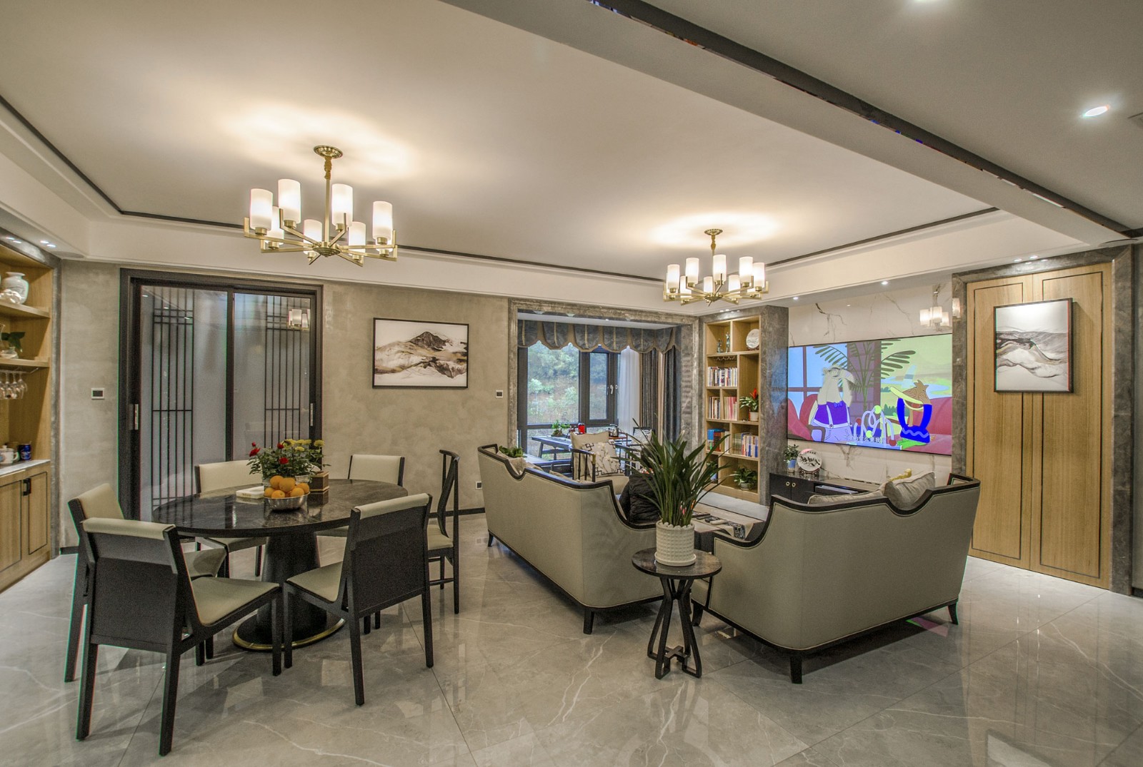 装修案例轻奢简欧风格室内装修效果图-客餐厅 装修案例轻奢简欧风格室内装修效果图-客餐厅