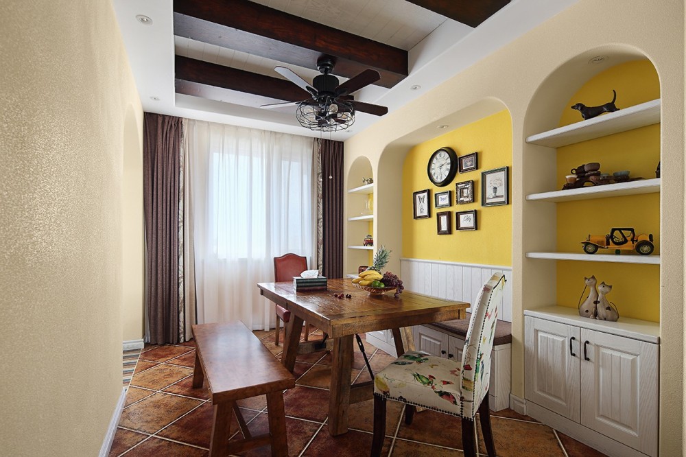 美式田园风格室内家装案例效果图-餐厅 美式田园风格室内家装案例效果图-餐厅